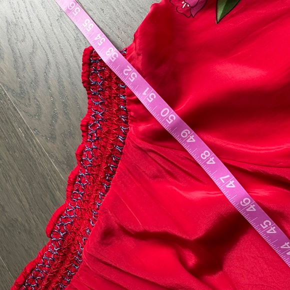 FARM RIO Summer Foliage Scarf Red Maxi Dress One Shoulder Floral - Size XS - Picture 14 of 14